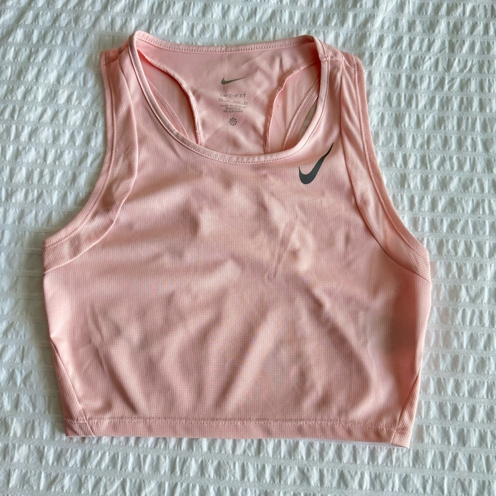 Nike Dri-Fit Baby Pink Razor Back Cropped Athletic Top